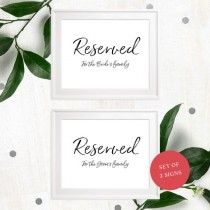 wedding photo -  Reserved For Family-Printable Stylish Hand Lettered Wedding Sign-DIY Calligraphy Reserved for the Bride's Family-For the Groom's Family