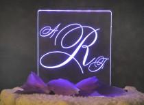 wedding photo - Romance Monogram Wedding Cake Topper - Acrylic - Personalized - Light Extra