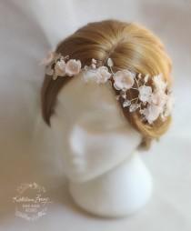 wedding photo - R1900 Blush pink hair vine, blossom wedding bridal hair accessory accessories - wedding headband - hair wreath - bride flower crown wreath