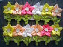 wedding photo - Hair clip pink kanzashi Accessories gift for girls birthday satin ribbon
