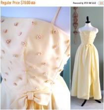wedding photo - DRESS SALE Vintage Yellow Formal Gown, 1960s Yellow Bridesmaid Dress Young Cosmopolitans Best and Co., Yellow Floral Party Dress