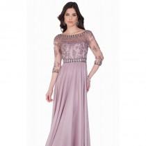 wedding photo - Mauve Beaded Chiffon Gown by Terani Couture Evening - Color Your Classy Wardrobe