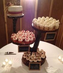 wedding photo - 4 Tier Large Rustic Wood Cupcake Stand. Wedding Cupcake Stand. Wooden Stand
