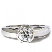 wedding photo - 1.00CT Bezel Solitaire Diamond Ring 14K White Gold, Bezel Solitaire, Diamond Ring, Solitaire Bezel, Solitaire Bezel Diamond Ring, For Her