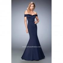 wedding photo - Navy La Femme 22149 - Mermaid Cap Sleeves Dress - Customize Your Prom Dress