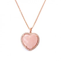 wedding photo -  Rose Quarts Heart Shaped Diamond Pendant Necklace, Dainty Love Diamond Pendant Necklace, Gift for her