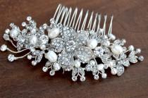 wedding photo - Bridal Crystal hair comb - wedding hair piece, Swarovski crystal and pearl hair comb- Vintage Glam / Garden wedding