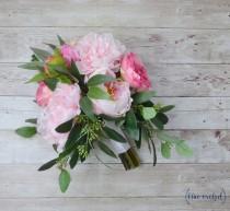 wedding photo - pink peony bouquet, eucalyptus bouquet, hot pink peony bouquet, hot pink bouquet, bright pink peonies, blush pink bouquet, tropical bouquet