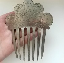 wedding photo - Steel Comb Antique Victorian Metal Hair Comb with Ornament