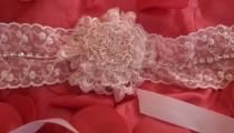 wedding photo - Vintage Victorian Style Bridal White Embroidered Beaded Lace Choker Necklace Rose Crystal Rhinestone Brooch Wedding Party Costume