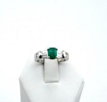 wedding photo - Incredible Colombian Emerald and Diamonds in a 14K White Gold Ring  -GR1