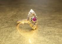 wedding photo - Ruby Antique Engagement Ring 