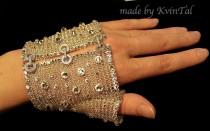 wedding photo - Diamond Mesh Glove. Half glove. Bridal glove. Handmade wire crochet mesh glove. Swarovski crystals jewelry.