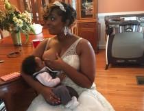 wedding photo - Fière d'allaiter son bébé à son mariage, elle partage un cliché important pour elle en ce grand jour - Mariage.com