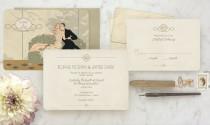 wedding photo - Roaring 20s Invitation, 1920s Invitation, Art Deco Wedding Invitation, Vintage Style Wedding, Great Gatsby, Invitation Set - The Waldorf