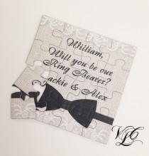 wedding photo - Rustic Personalized Ring Bearer proposal, Ask Ring Bearer, Will You Be Our Ring Bearer puzzle, Ring Bearer Invitation puzzle, wedding card