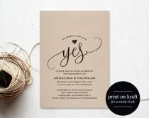 wedding photo - Engagement Party Invitation, Engagement Invite, Engaged Announcement, Wedding Printable, She Said Yes, PDF Instant Download 