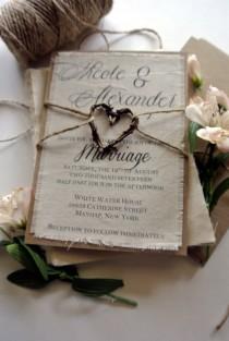 wedding photo - Rustic Wedding Invitation Boho Script Twine Fabric Invitation Grapevine Heart Fall Wedding Ideas