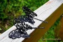 wedding photo - A set of 2 Black Lace Butterfly Bobby Pins