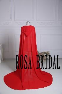 wedding photo - Red Beach Cloak, Wedding Coat,  Bridal cape Wedding, Summer wedding bridal  wraps , Red Chiffon wedding Cloak Custom Color