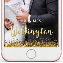 wedding photo - SNAPCHAT GEOFILTER, Custom Snapchat Geofilter, Wedding geofilter, Gold Silver glitter confetti