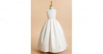 wedding photo -  A-line Ankle-length Flower Girl Dress Lace Satin Sleeveless Jewel with Lace