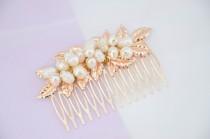 wedding photo - Laurel Leaf Comb, Gold comb, Gold leaf comb pearl, Gold Headpiece, bridal comb, , boho.