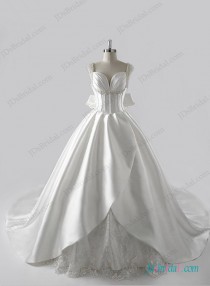 wedding photo -  stunning plunging neck illusion back ball gown wedding dress