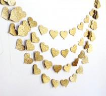 wedding photo - Gold Baby Shower Decoration, Sparkle Bachelorette Party Garland, Wedding Bunting, Bridal Shower Heart Decor, Engagement Party Photo Backdrop