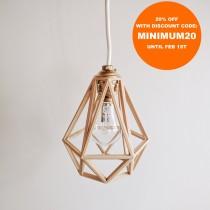 wedding photo - Industrial Vintage Suspension / Light / Shade / Pendant Light cage wooden 3D printed Diamond