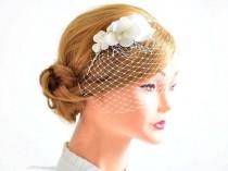 wedding photo - Petite birdcage veil with headpiece Bridal hair clip with mini veil birdcage veil  Birdcage veil headband Bridal hair comb