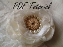 wedding photo - Mary PDF tutorial Ivory glass pearl brooch, Fabric flower brooch bouquet component, Bridal sash hair pin decoration