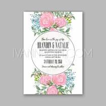 wedding photo - Rose wedding invitation printable template with floral wreath or bouquet of rose flower and daisy - Unique vector illustrations, christmas cards, wedding invitations, images and photos by Ivan Negin