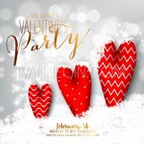 wedding photo - Valentine's Day Party Invitation with gift box, snow and heart. - Unique vector illustrations, christmas cards, wedding invitations, images and photos by Ivan Negin