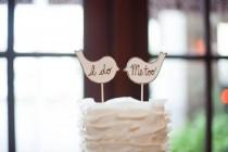 wedding photo - Rustic love birds cake toppers, I do Me too, custom, personalized wedding, shabby chic