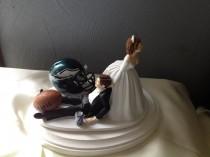 wedding photo - Philadelphia Eagles Wedding Cake Topper Bridal Funny Football  team  Football Themed with matching garter