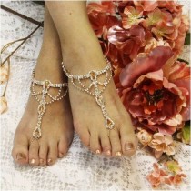 wedding photo - SOMETHING SPECIAL Wedding Barefoot Sandals - Rose Gold