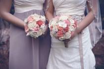 wedding photo - Coral Sola Wedding Bouquet, Gorgeous Alternative Wedding Bouquet, Sola Bouquet