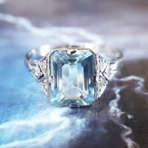 wedding photo - Vintage Aquamarine Ring 