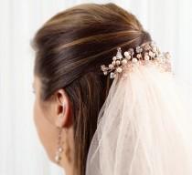 wedding photo - Vintage Rose Gold Hair Vine with Swarovski Crystals