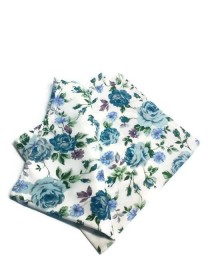 wedding photo -  floral pocket square blue blossom pattern matching cuff links Gift for man Wedding floral bow tie and handkerchief For groomsmen gift gfyerw