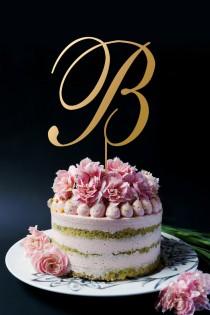 wedding photo - Gold Monogram Cake Toppers, Gold Cake Topper, Personalized Monogram Cake Topper A142