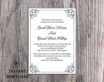 wedding photo -  DIY Wedding Invitation Template Editable Word File Instant Download Elegant Printable Invitation Black Invitation Border Invitation Flower