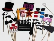 wedding photo - Movie Award Photo Booth Props - Hollywood Glamour Collection perfect for oscar bash, hollywood party, cinema birthday or a fun movie night