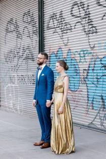 wedding photo - A gold dress wedding with karaoke, and tacos all wrapped up in fairy lights