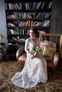 wedding photo - 2017 // 0061 - Modest wedding dress - Long sleeves wedding dress - Ivory wedding dress - Classic wedding dress - Winter wedding dress