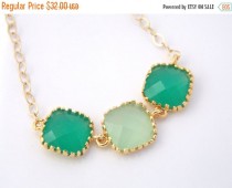 wedding photo - SALE Mint Necklace, Gold Green Necklace, Bridesmaid Jewelry, Bridesmaid Necklace, Gold Filled, Bride Necklace, Bridal Jewelry, Bridesmaid Gi