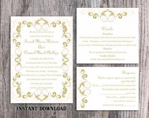 wedding photo - DIY Wedding Invitation Template Set Editable Word File Instant Download Printable Green Invitation Olive Wedding Invitation Beige Invitation