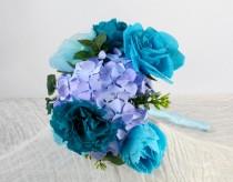 wedding photo - Paper Flower Bouquet - Roses Hydrangeas Carnations and Peonies - Wedding Bouquet, Centerpiece, Handmade