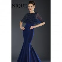 wedding photo - Navy Beaded Mermaid Gownby Janique - Color Your Classy Wardrobe